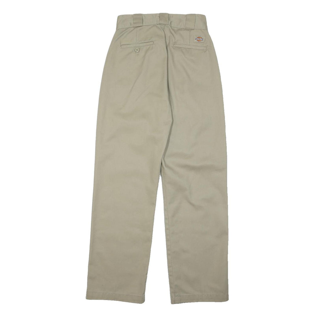 DICKIES Womens Cotton Blend Beige Regular Fit Straight Leg Trousers W25 L27