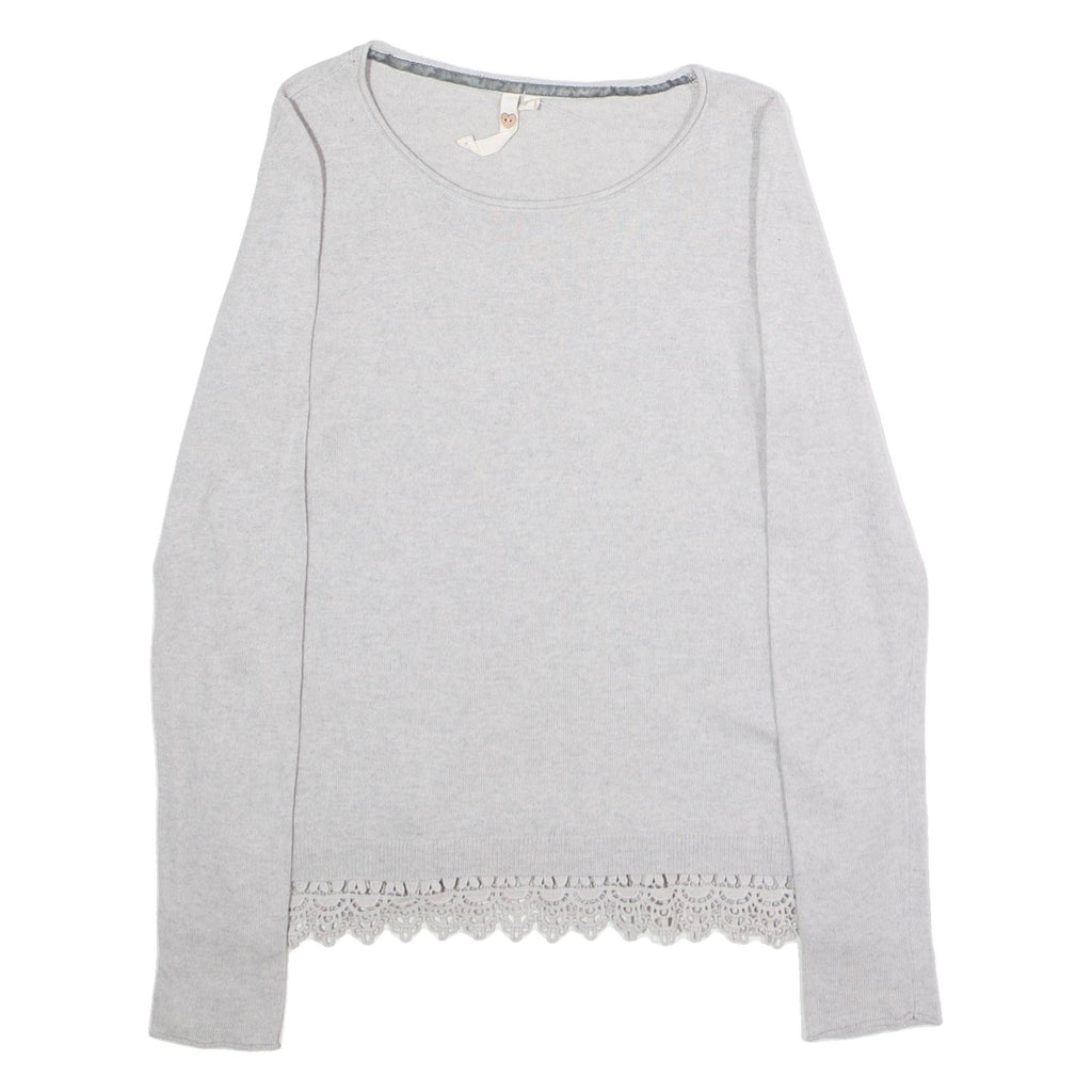 WHITE STUFF Womens Patterned Jumper Grey Tight Knit Wool UK 8