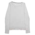 WHITE STUFF Womens Patterned Jumper Grey Tight Knit Wool UK 8
