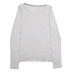 WHITE STUFF Womens Patterned Jumper Grey Tight Knit Wool UK 8