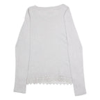 WHITE STUFF Womens Patterned Jumper Grey Tight Knit Wool UK 8