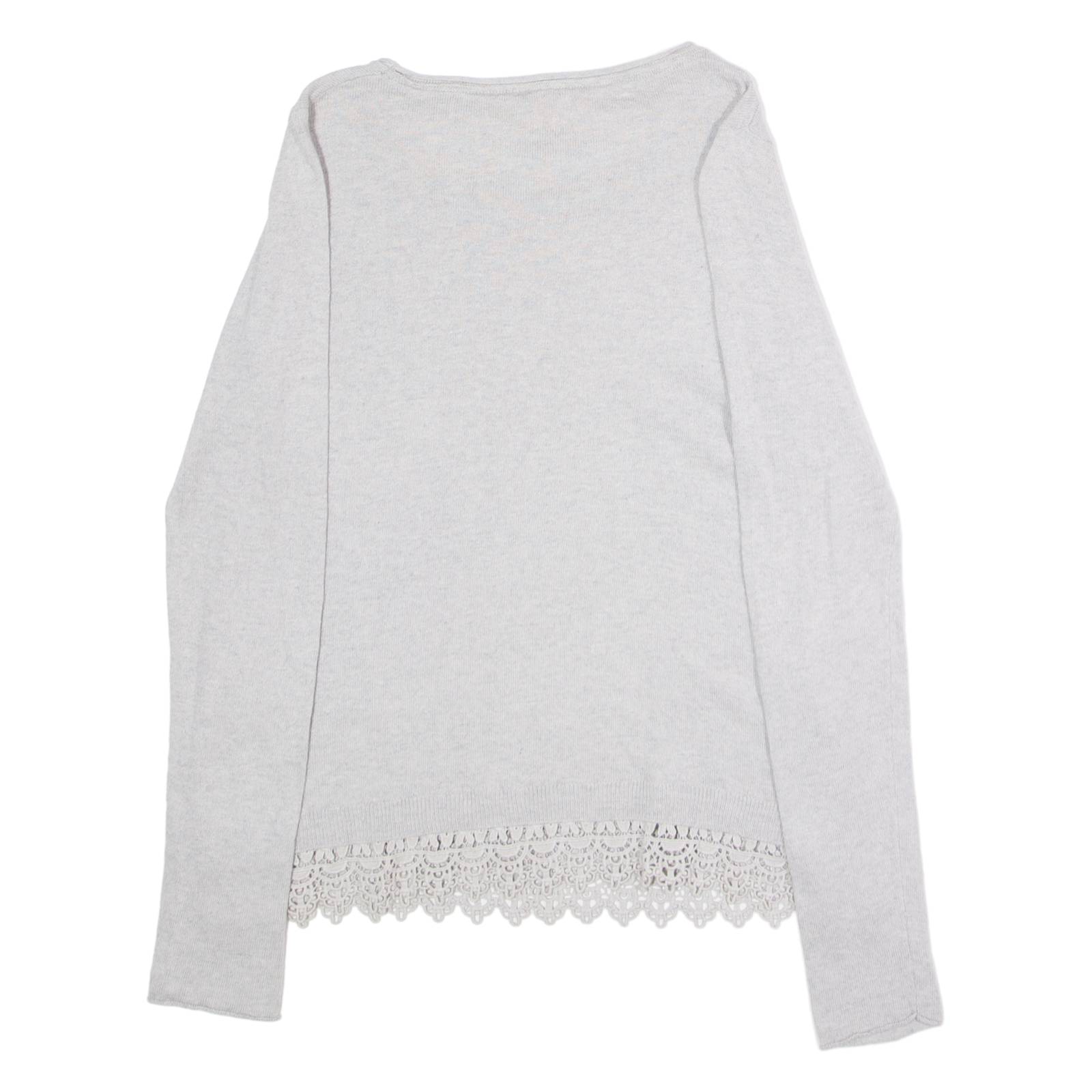 WHITE STUFF Womens Patterned Jumper Grey Tight Knit Wool UK 8