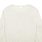 CALVIN KLEIN Womens Cream Plain Pullover Jumper Crew Neck XL Polyester Blend