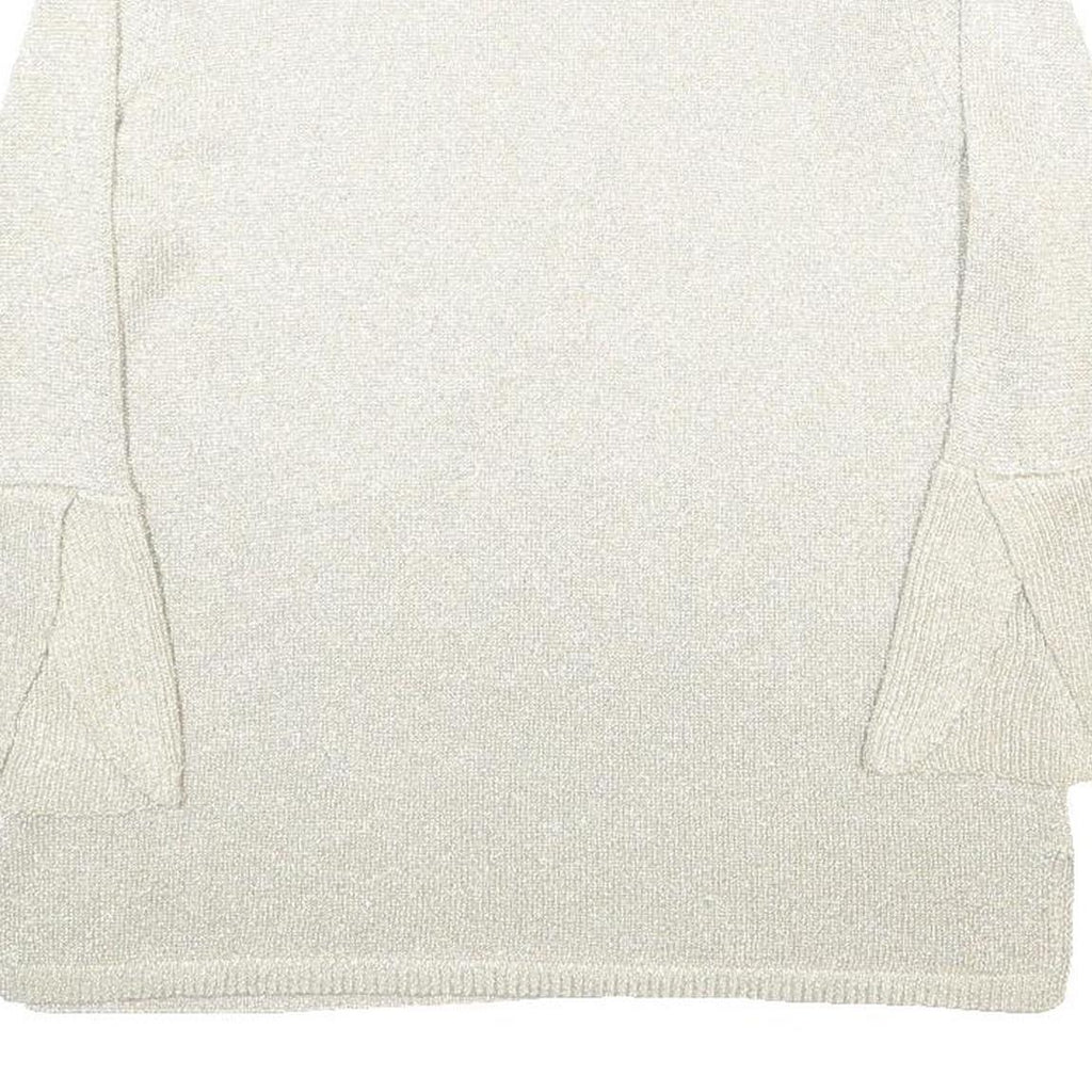 CALVIN KLEIN Womens Cream Plain Pullover Jumper Crew Neck XL Polyester Blend
