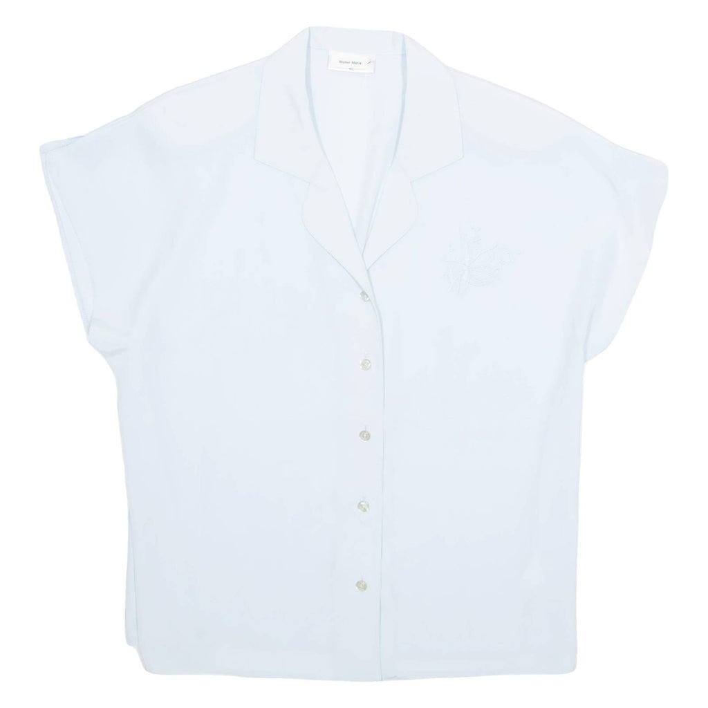 Sheer Womens Blouse Blue V-Neck L