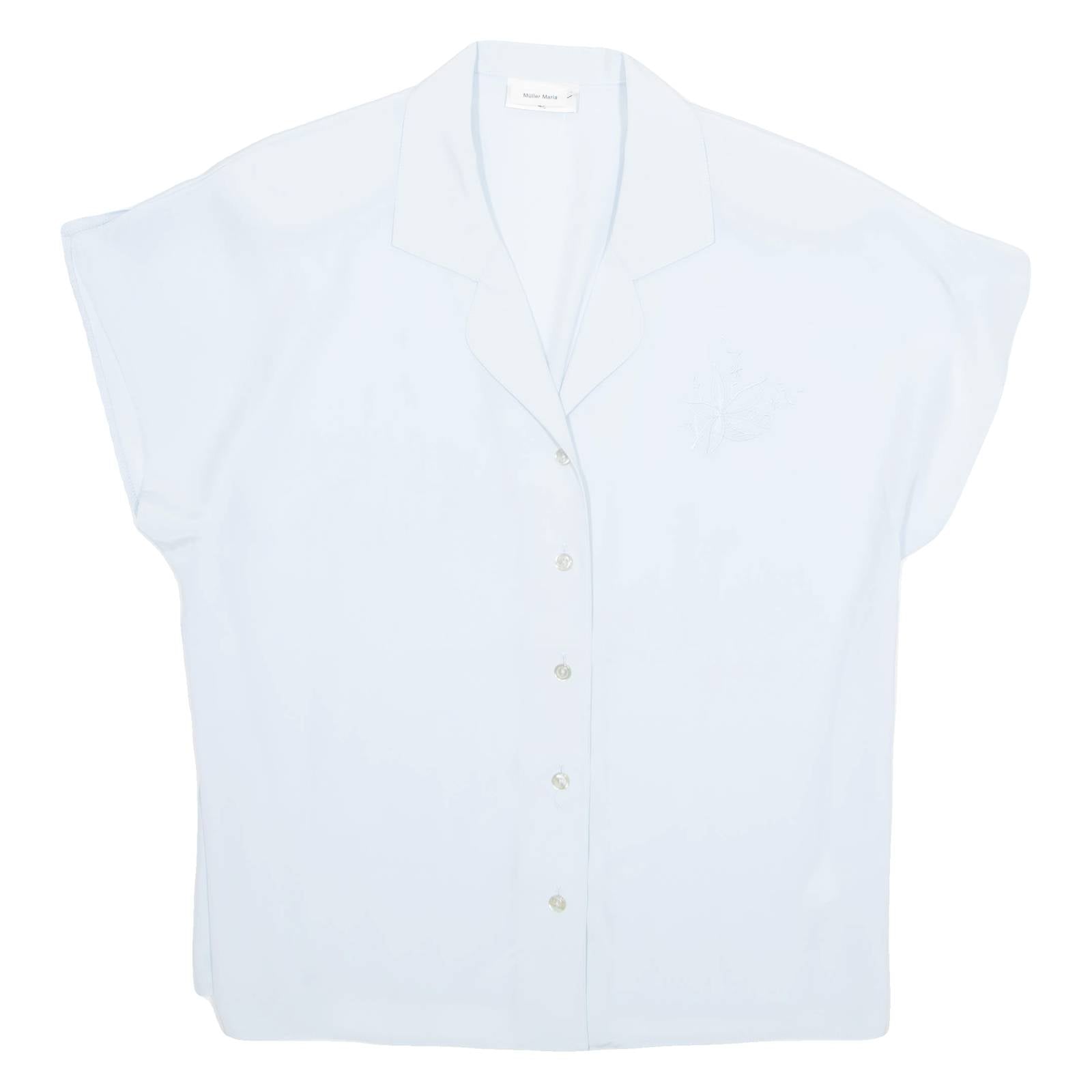 Sheer Womens Blouse Blue V-Neck L
