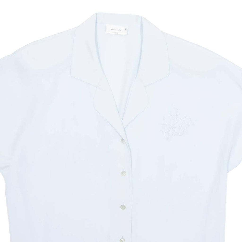 Sheer Womens Blouse Blue V-Neck L