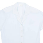 Sheer Womens Blouse Blue V-Neck L