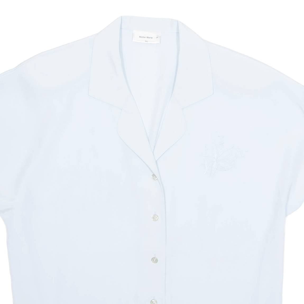 Sheer Womens Blouse Blue V-Neck L