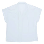 Sheer Womens Blouse Blue V-Neck L