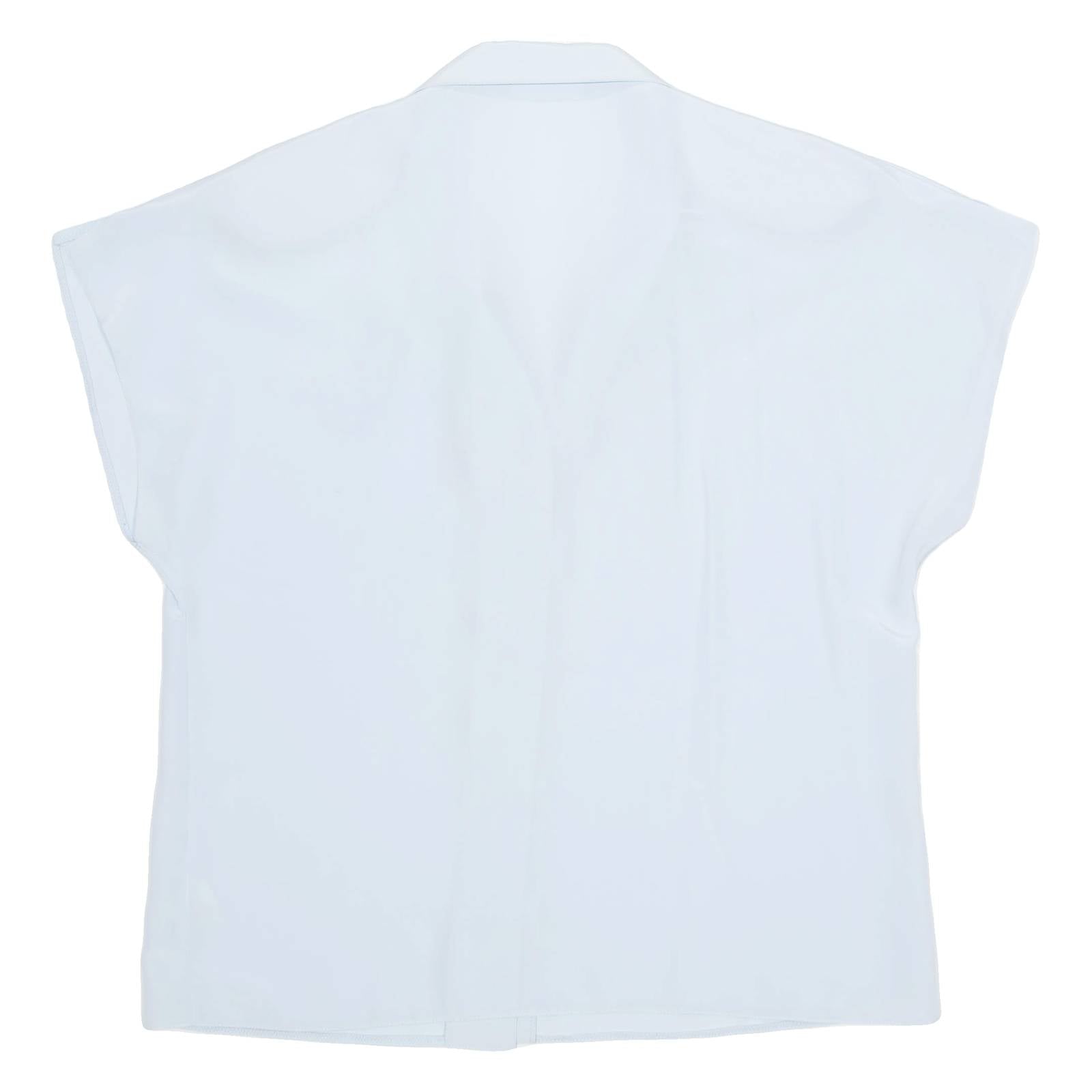 Sheer Womens Blouse Blue V-Neck L