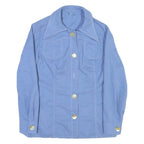 Womens Blue Cotton Blend Button Jacket M Plain Casual Classic Fit Retro Style