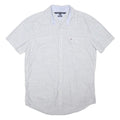 TOMMY HILFIGER Mens White Cotton Blend Shirt L Casual Short Sleeve Button