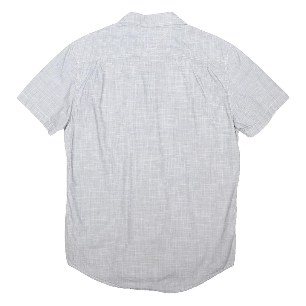 TOMMY HILFIGER Mens White Cotton Blend Shirt L Casual Short Sleeve Button