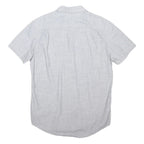 TOMMY HILFIGER Mens White Cotton Blend Shirt L Casual Short Sleeve Button