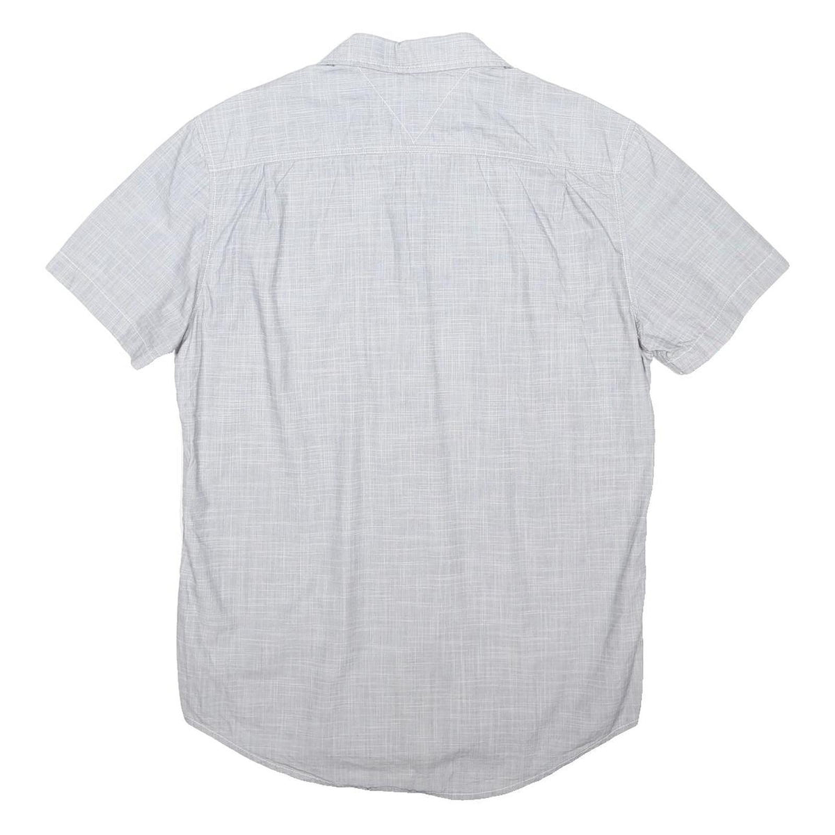 TOMMY HILFIGER Mens White Cotton Blend Shirt L Casual Short Sleeve Button