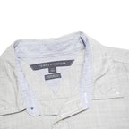 TOMMY HILFIGER Mens White Cotton Blend Shirt L Casual Short Sleeve Button