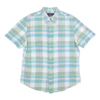 RALPH LAUREN Mens Green & Blue Check Shirt XL Summer Casual Cotton Short Sleeve