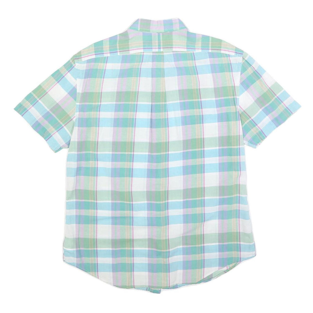 RALPH LAUREN Mens Green & Blue Check Shirt XL Summer Casual Cotton Short Sleeve