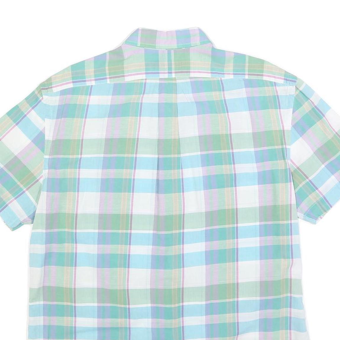 RALPH LAUREN Mens Green & Blue Check Shirt XL Summer Casual Cotton Short Sleeve