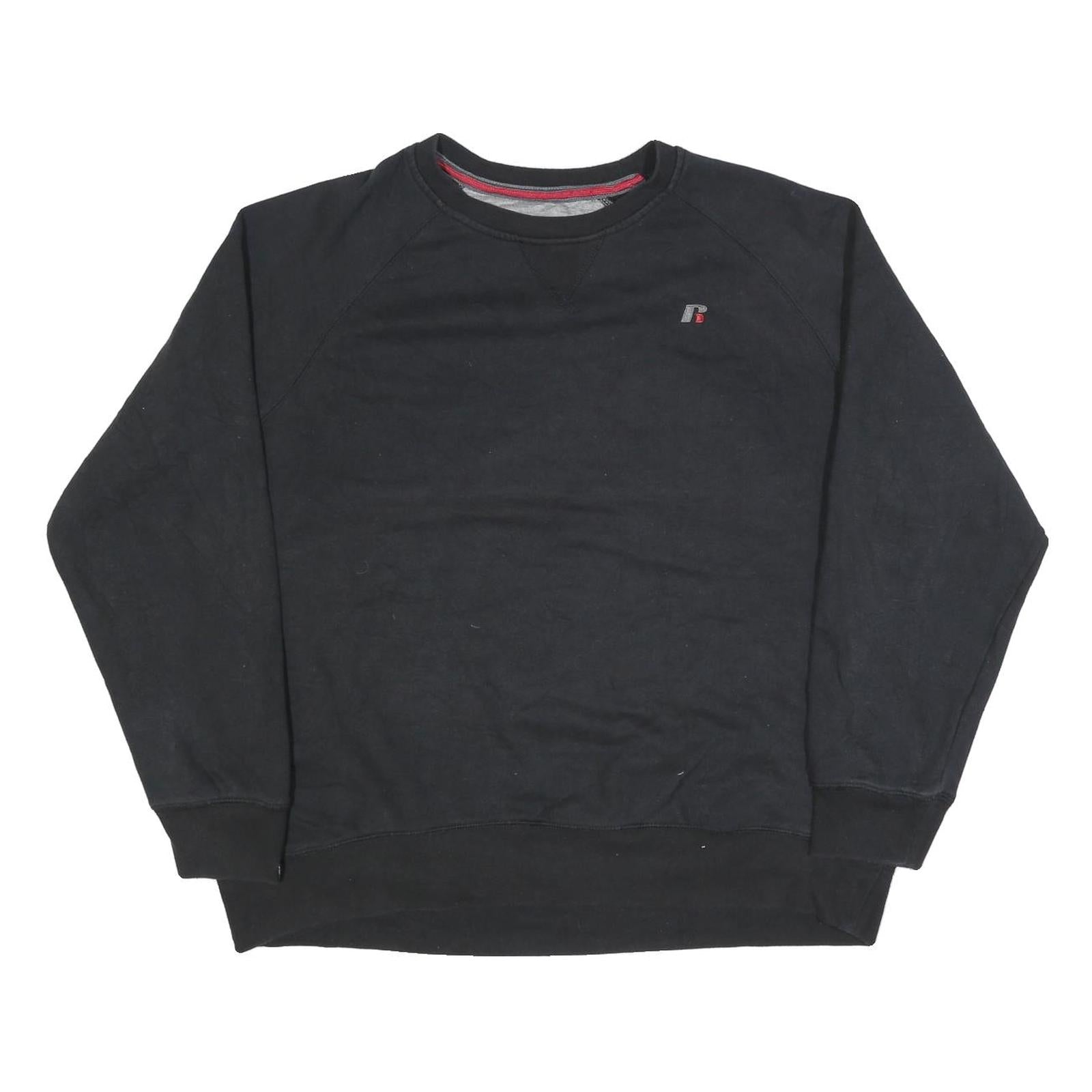 RUSSELL ATHLETIC Mens Black Crew Neck XL Cotton Blend Sweatshirt Pullover