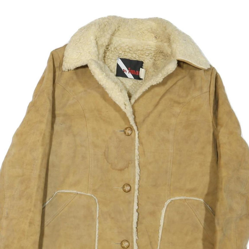 WIMAN Womens Beige Coat L Cotton Blend Plain Button Winter Fashion