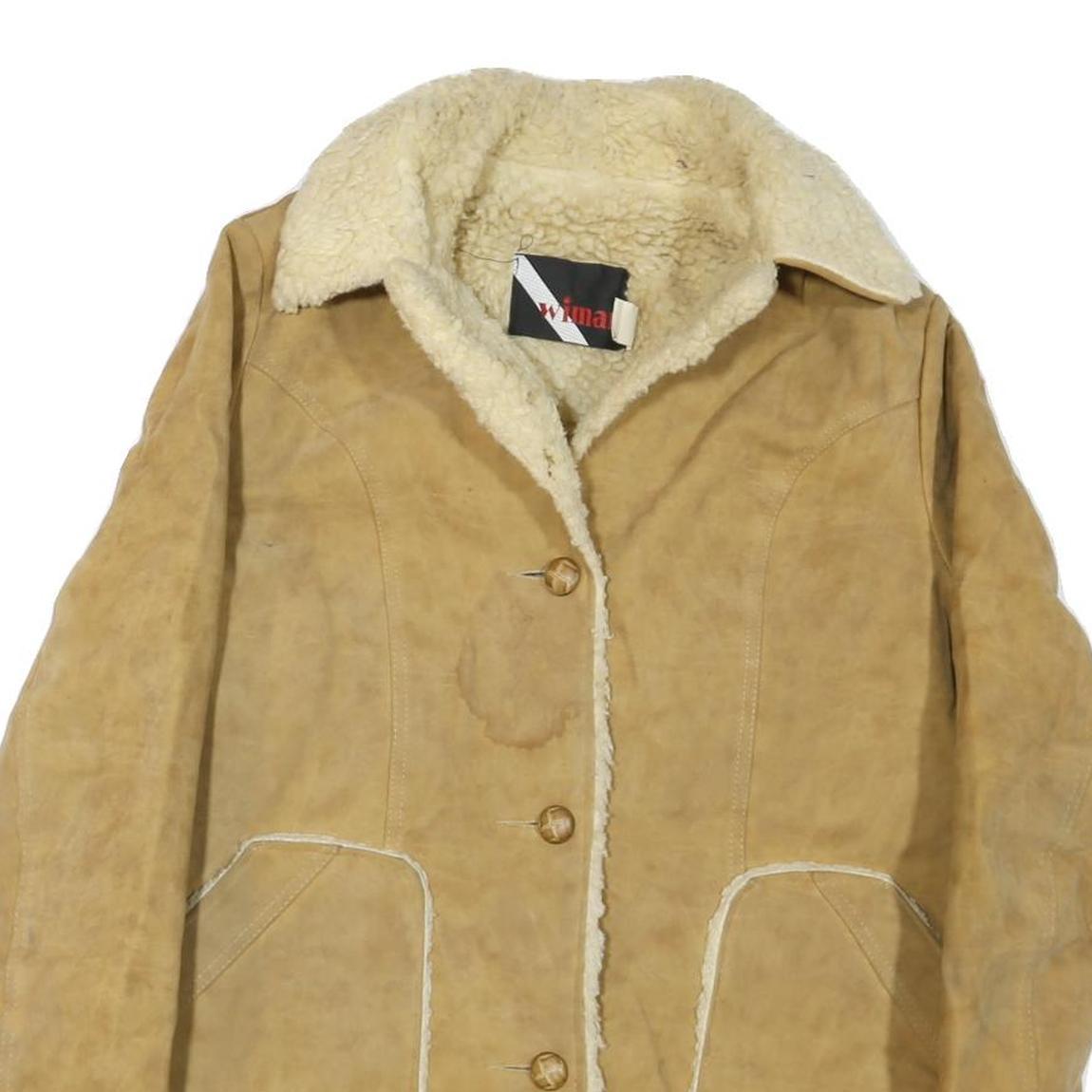 WIMAN Womens Beige Coat L Cotton Blend Plain Button Winter Fashion