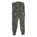 Mens Slim Fit Cotton Blend Green Camouflage Cargo Trousers W29 L30 Zip Pocketed