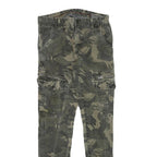 Mens Slim Fit Cotton Blend Green Camouflage Cargo Trousers W29 L30 Zip Pocketed