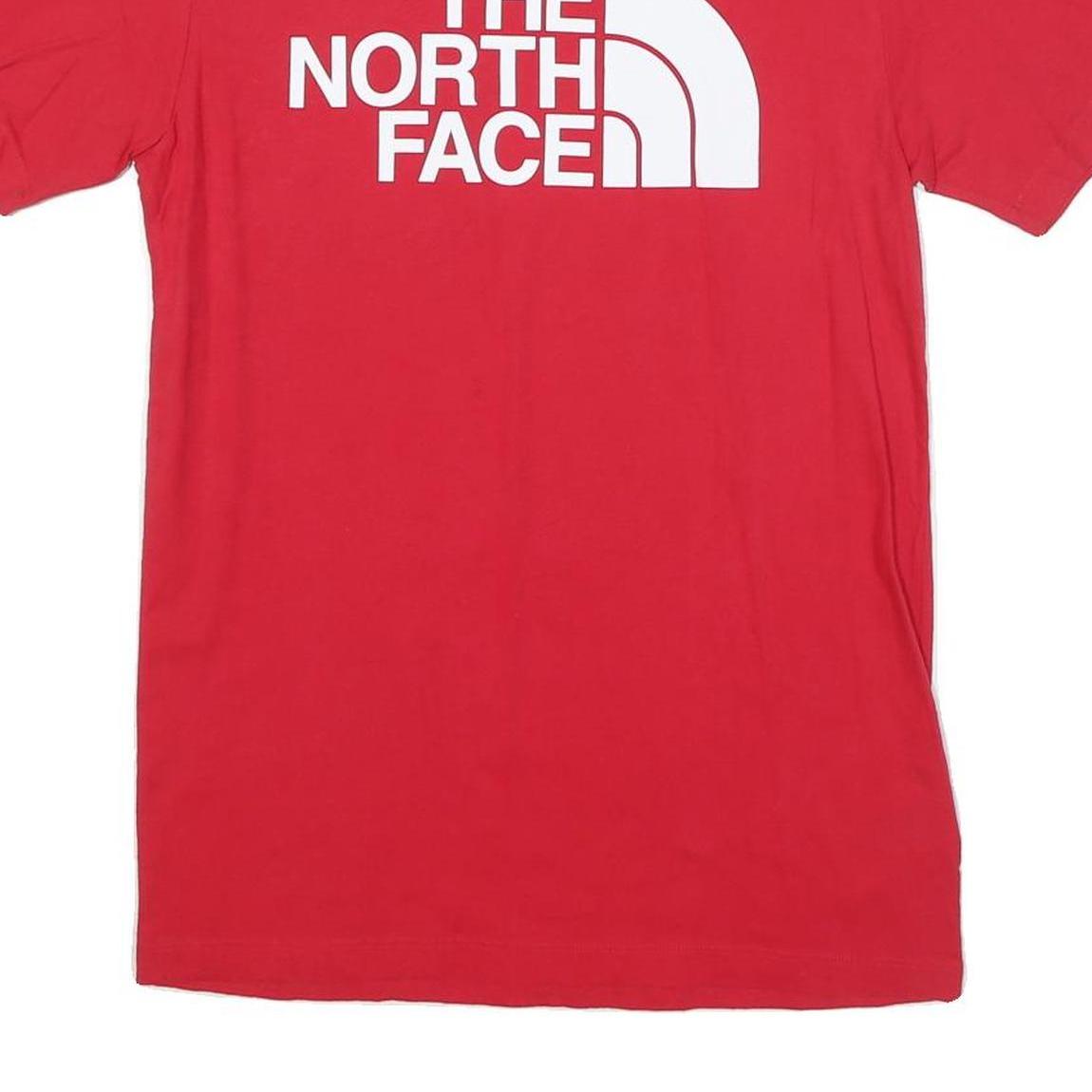 THE NORTH FACE Mens Red Cotton Blend T-Shirt S Short Sleeve Crew Neck Logo