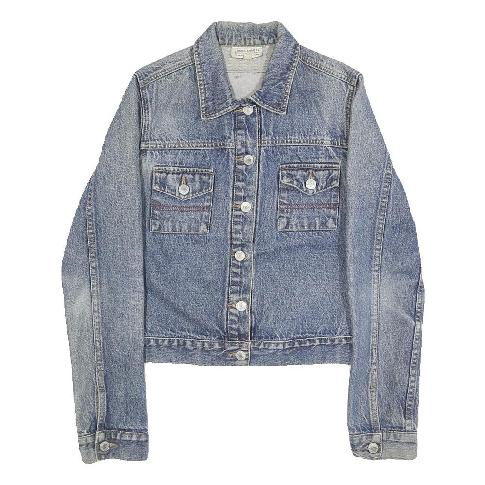 JACOB ANNEXE Womens Blue Cotton Denim Jacket S Classic Button Closure Casual