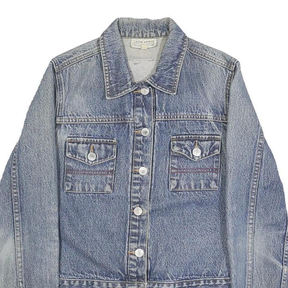 JACOB ANNEXE Womens Blue Cotton Denim Jacket S Classic Button Closure Casual