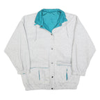 Mens Grey Blue Cotton Blend Button Jacket L Casual Lightweight Outerwear