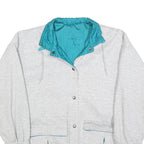 Mens Grey Blue Cotton Blend Button Jacket L Casual Lightweight Outerwear