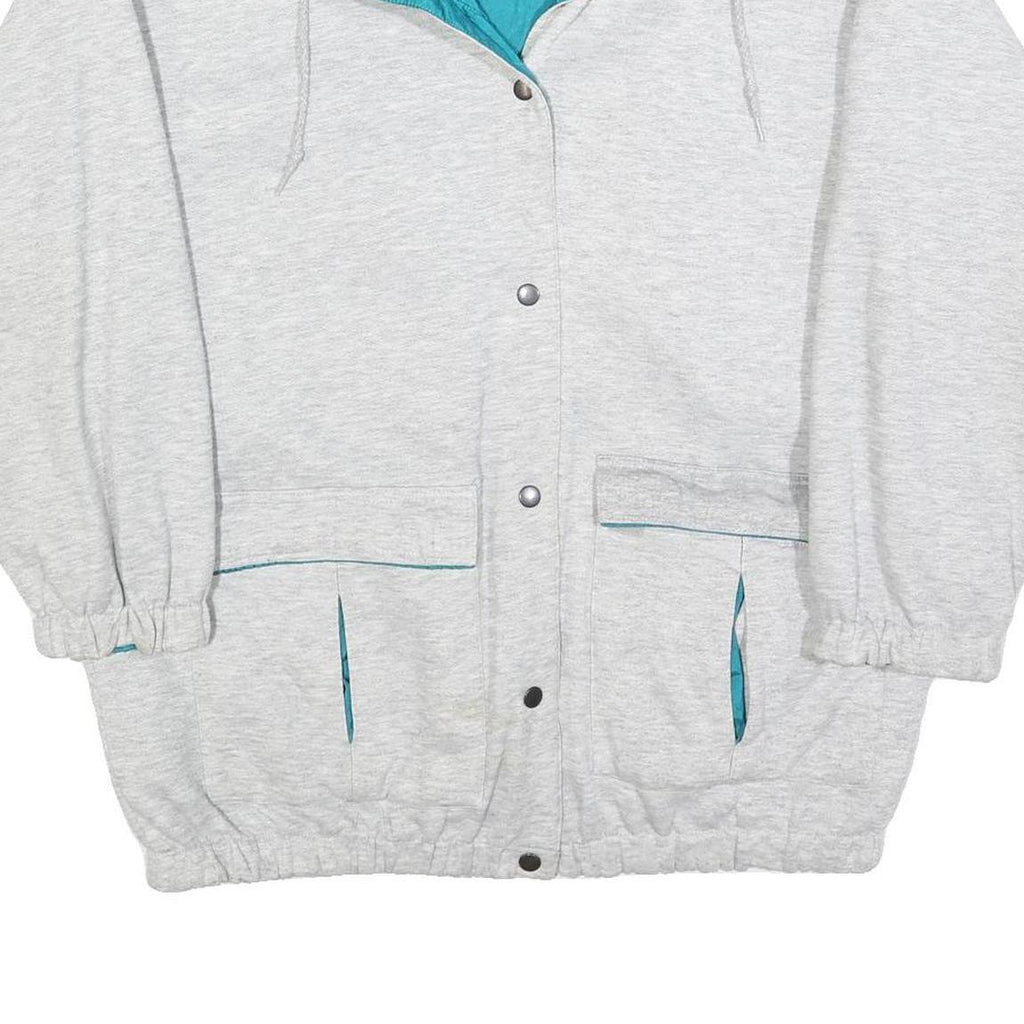 Mens Grey Blue Cotton Blend Button Jacket L Casual Lightweight Outerwear