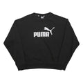PUMA Womens Black Cotton Blend Crew Neck S Sweatshirt Puma Logo Pullover