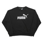 PUMA Womens Black Cotton Blend Crew Neck S Sweatshirt Puma Logo Pullover