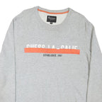 GUESS Womens Grey Cotton Blend Sweatshirt L Crew Neck Casual Logo Pullover