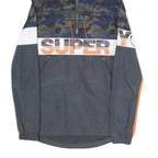 SUPERDRY Mens Blue & Grey Colourblock Camouflage Outdoor Jacket S Polyester