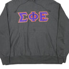 CHAMPION Mens Grey Hoodie 2XL Embroidered Greek Letters Pullover Sweatshirt