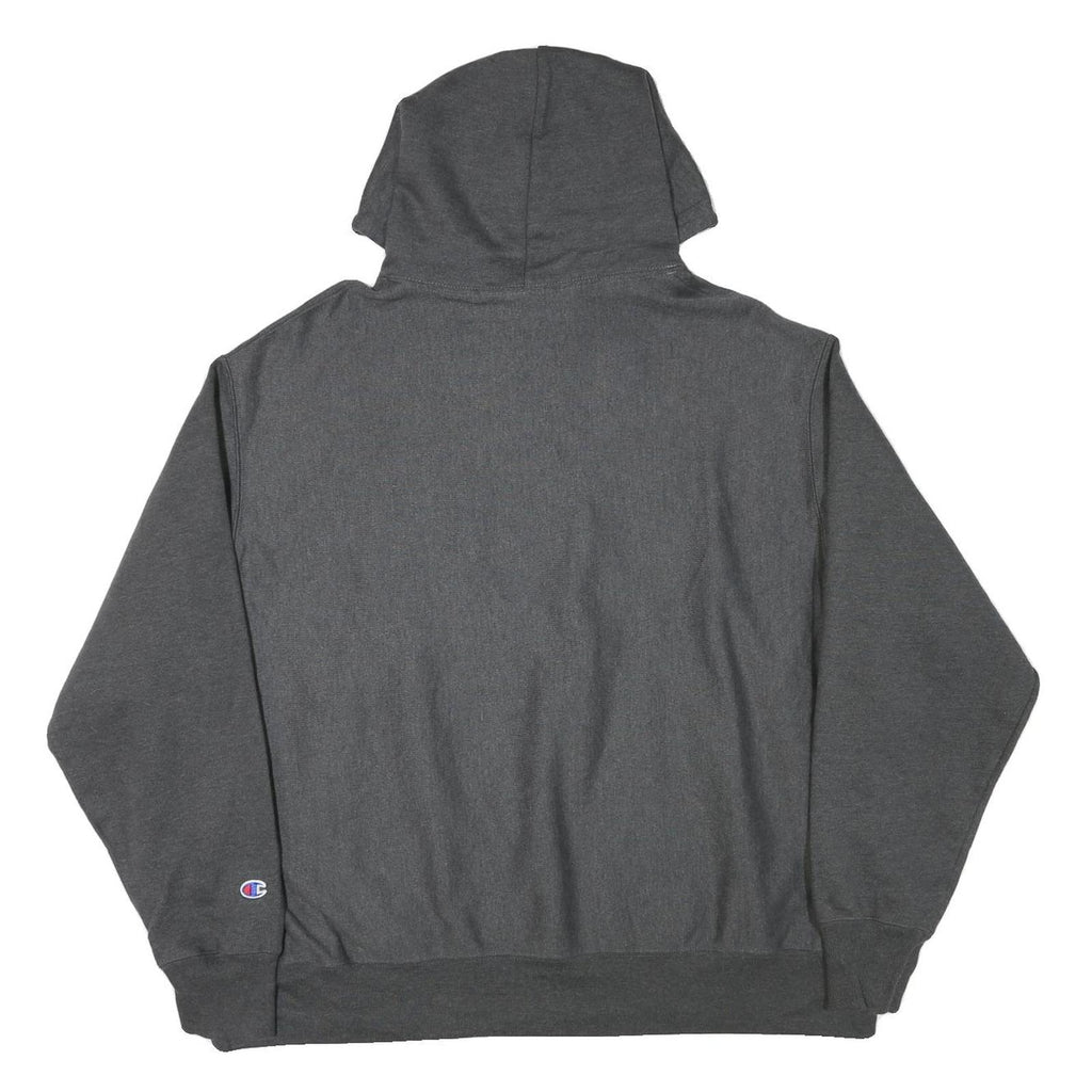 CHAMPION Mens Grey Hoodie 2XL Embroidered Greek Letters Pullover Sweatshirt