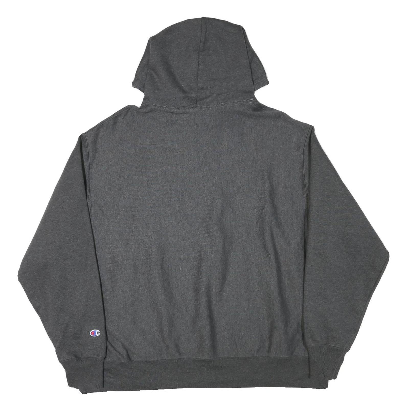 CHAMPION Mens Grey Hoodie 2XL Embroidered Greek Letters Pullover Sweatshirt