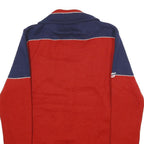 GORDINI Mens Red & Navy Patterned Jumper Full Zip Crew Neck Wool M Knitwear