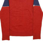 GORDINI Mens Red & Navy Patterned Jumper Full Zip Crew Neck Wool M Knitwear