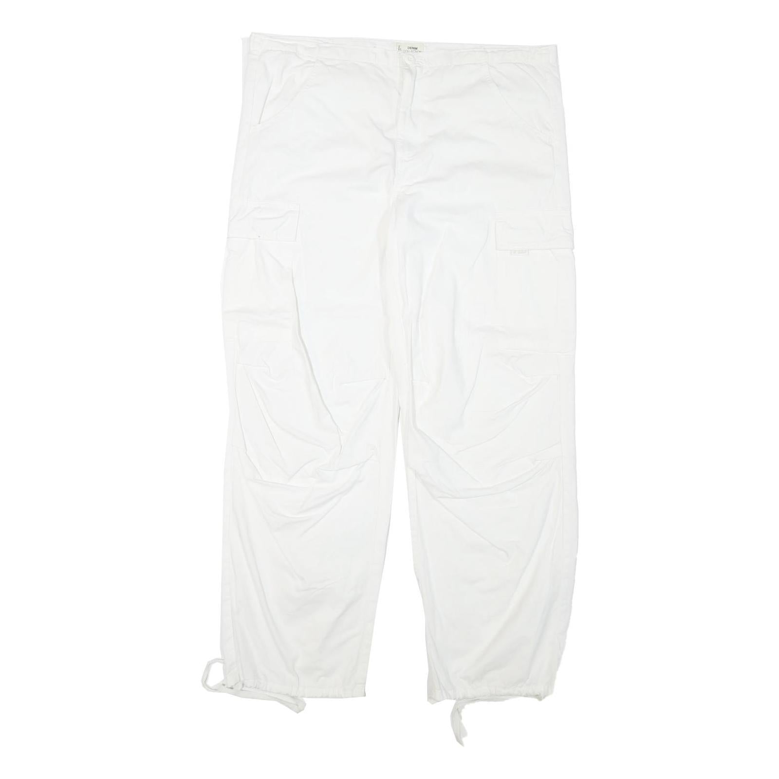 TALLY WEIJL Womens Cotton Blend White Relaxed Cargo Trousers W36 L29
