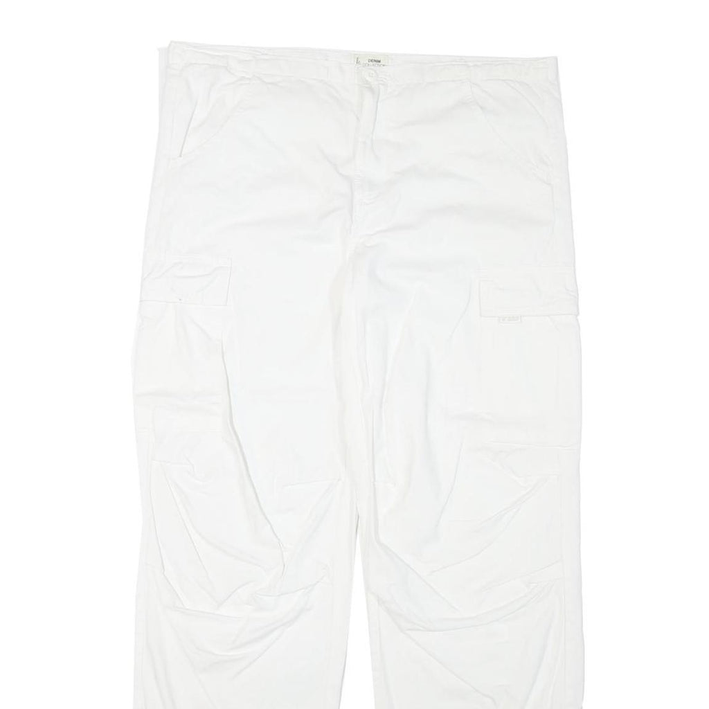 TALLY WEIJL Womens Cotton Blend White Relaxed Cargo Trousers W36 L29