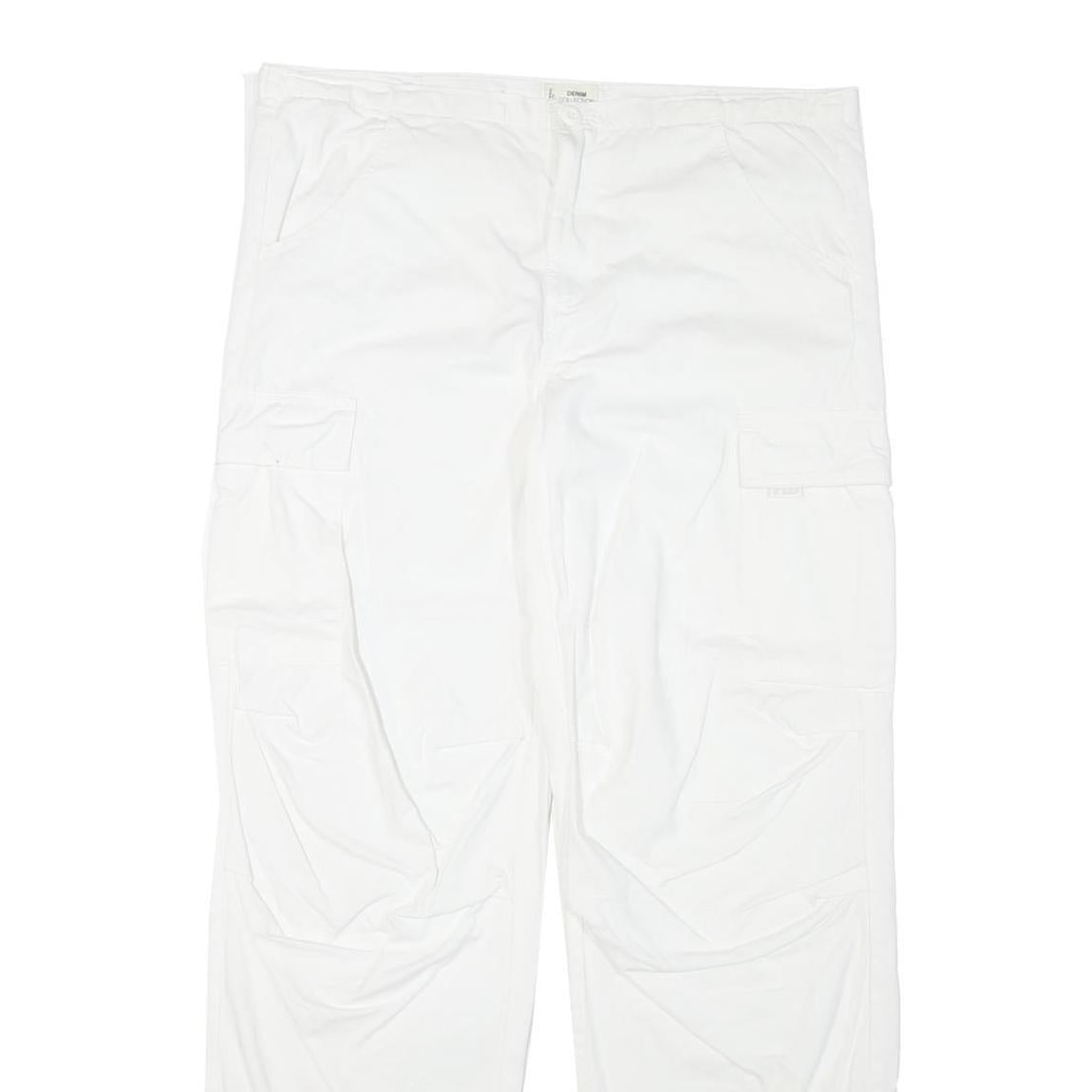TALLY WEIJL Womens Cotton Blend White Relaxed Cargo Trousers W36 L29