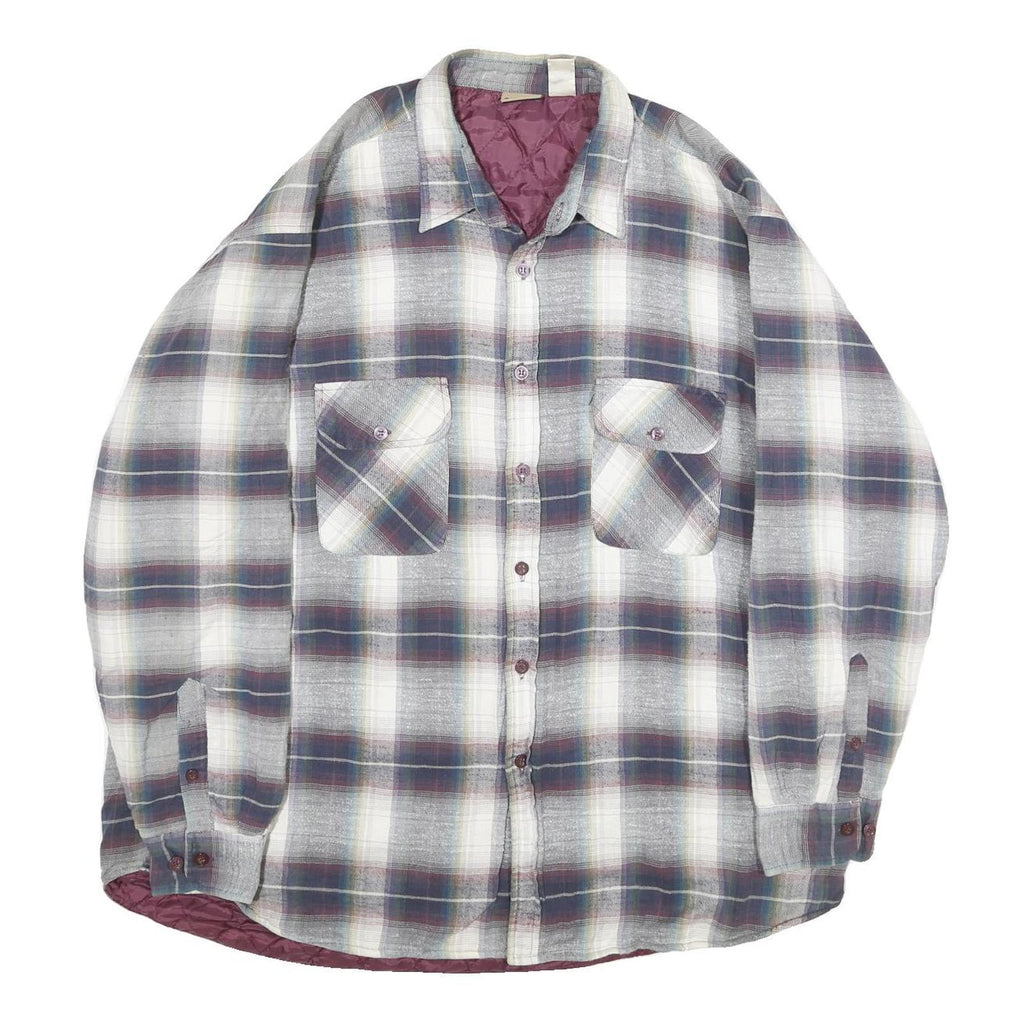 SPORTS AFIELD Mens Blue Grey White Checked Cotton Blend Jacket 2XL Button