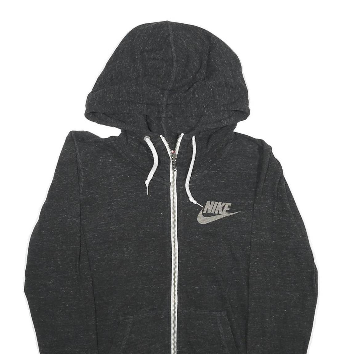 NIKE Womens Black Grey Zip Up Hoodie S Lightweight Cotton Blend