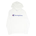 CHAMPION Mens White Hoodie S Cotton Blend Pullover Logo Sweatshirt